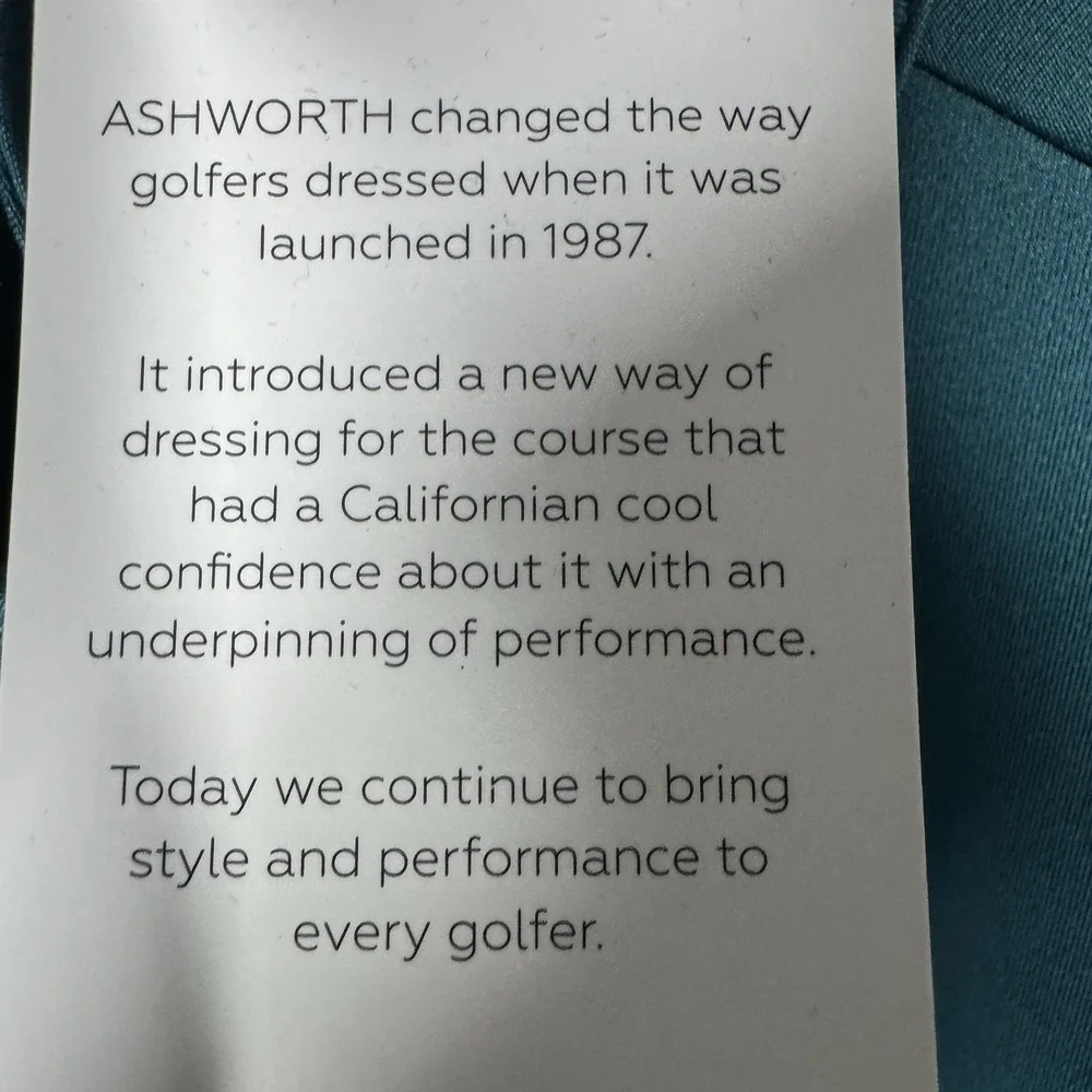Ashworth Vest Mens XL Blue Tech Stretch Lagoon Golf‎ Full Zip Pockets
